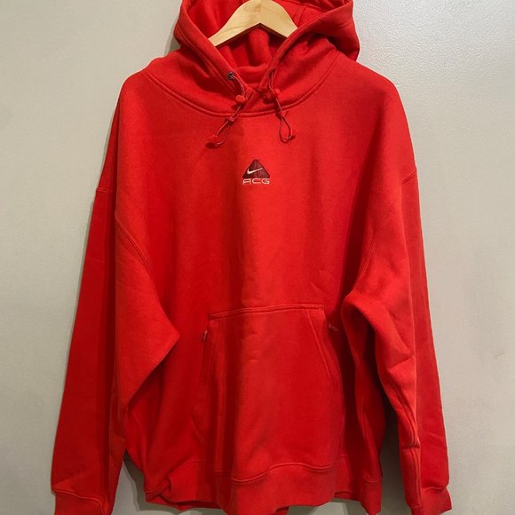 Nike Mens ACG Therma-Fit Fleece Red Pullover Hoodie Size XL DH3087